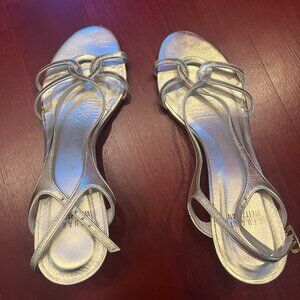 Stuart Weitzman Gold Leather Strappy Heels - Reversal - Size 9